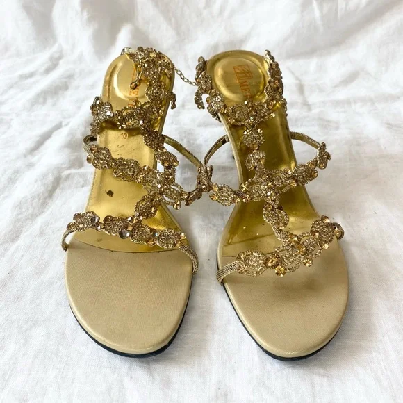 Metro Gold Rhinestone Sandals - Picture 3 of 14
